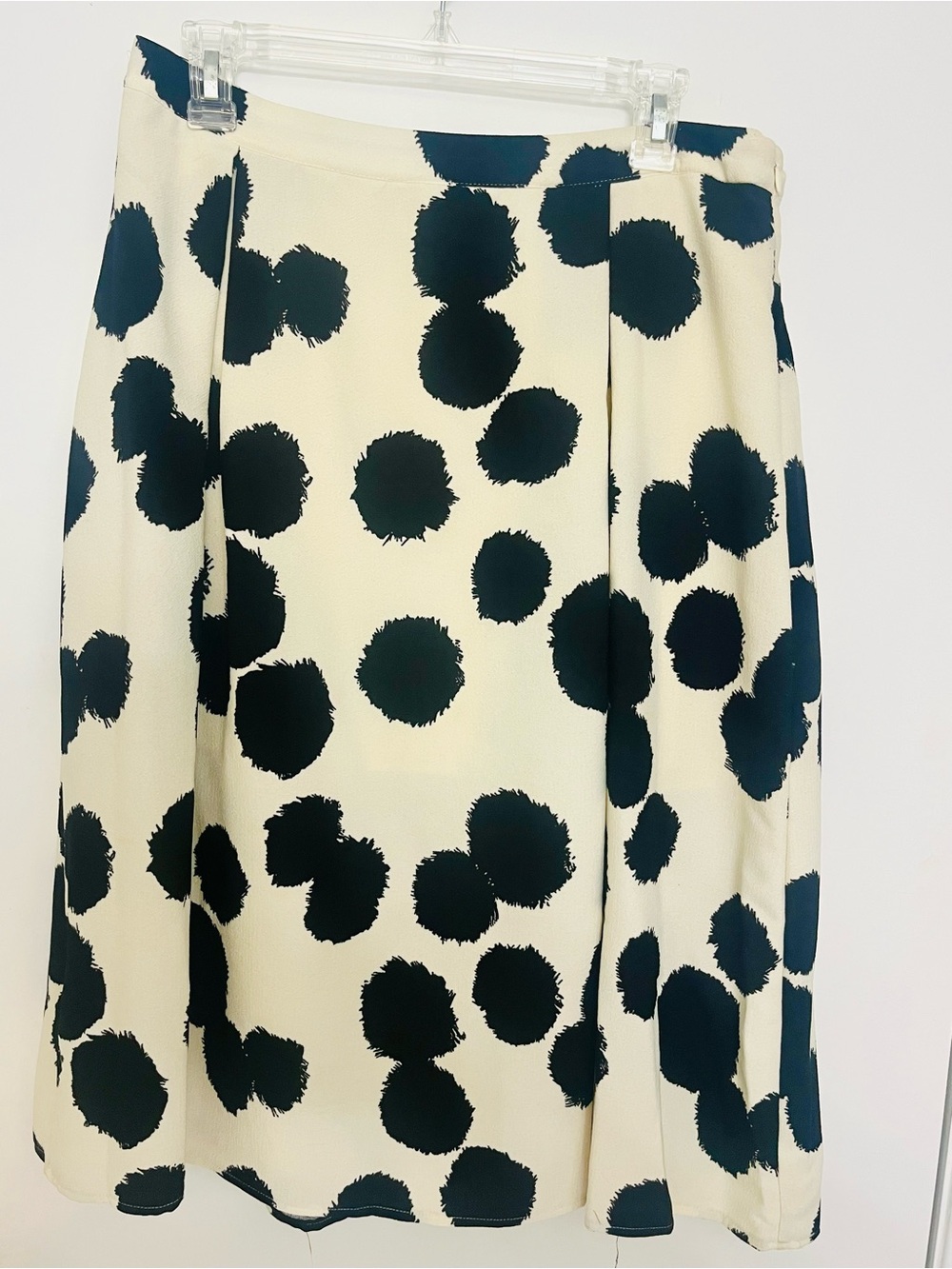 Who What Wear Black Dot Print Cream Midi Skirt, size 12